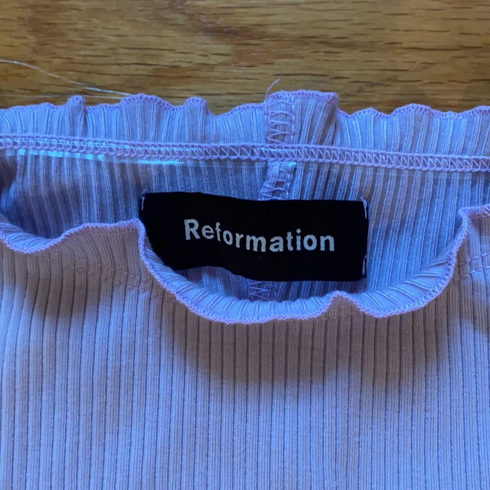 Reformation Lavender Off-Shoulder Crop Top - Picture 2 of 5